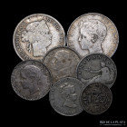España. Lote x7. 1839 y 1910. Escasas. Plata