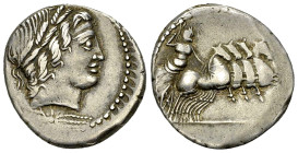 Gar, Ogul, Ver, AR Denarius, 86 BC 

The Roman Republic. Gar, Ogul, Ver. AR Denarius (), Rome 86 BC.
Obv. Laureate head of Apollo to right; below n...
