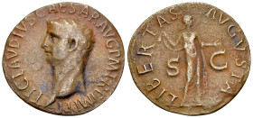 Claudius AE As, Libertas reverse 

Claudius (41-54 AD). AE As (28-29 mm, 8.46 g), Rome, 50-54.
 Obv. TI CLAVDIVS CAESAR AVG P M TR P IMP P P, Bare ...