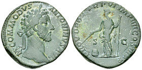 Commodus AE Sestertius, Providentia reverse 

Commodus (177-192). AE Sestertius (30 mm, 23.83 g), Rome, 181.
Obv. M COMMODVS ANTONINVS AVG, Laureat...