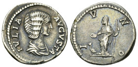 Iulia Domna AR Denarius, Iuno reverse 

Septimius Severus (193-211) for Iulia Domna. AR Denarius (18 mm, 3.58 g), Rome.
Obv. IVLIA AVGVSTA, Draped ...