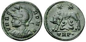 Urbs Roma AE Nummus, Treveri 

Constantinus I (306-337 AD). AE Nummus (17-18 mm, 2.83 g), Treveri (Trier), 332-333 AD. 
 Obv. VRBS ROMA, Helmeted h...
