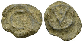 Roman PB Tessera, C/V 

Roman time. PB Tessera (15 mm, 4.58 g), 2nd-3rd Century AD.
 Obv. C.
 Rev. V.
 Cf. M. Overbeck, Milano, 594/595 (C/M).
...