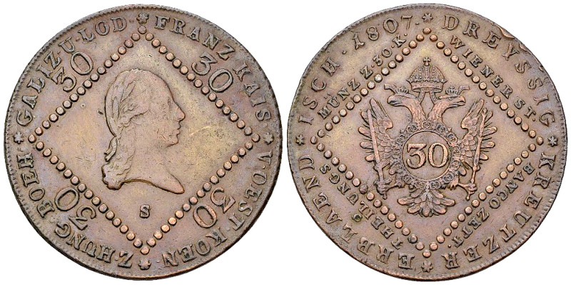 Franz II, CU 30 Kreuzer 1807 S 

Austria. Franz II. CU 30 Kreuzer 1807 S (18.0...