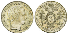 Franz Joseph I, AR 3 Kreuzer 1846 A, Wien 

Austria. Franz Joseph I. AR 3 Kreuzer 1846 A (1.71 g), Wien.
KM 2191.

Fast FDC.