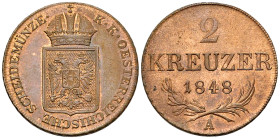 Franz Joseph I, AE 2 Kreuzer 1848 A, Wien 

Austria. Franz Joseph I. AE 2 Kreuzer 1848 A (17.41 g), Wien.
 KM 2188.

Fast unzirkuliert.