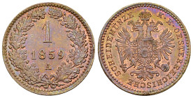 Franz Joseph, CU 1 Kreuzer 1859 A 

Austria. Franz Joseph I. CU 1 Kreuzer 1859 A (3.46 g).
KM 2186.

Unzirkuliert.