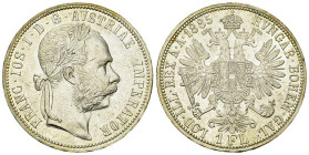 Franz Joseph I, AR Florin 1885 

Austria. Franz Joseph I. AR Florin 1885 (12.29 g).
KM 2222.

Fast unzirkuliert.
