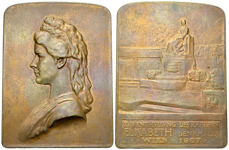 Österreich, AE Plakette 1907, Elisabeth-Denkmal 

Österreich. Franz Josef I (1...