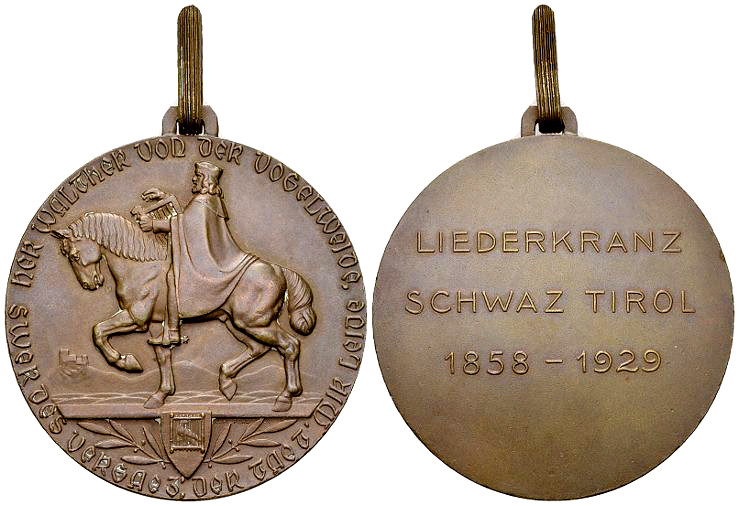 Österreich, Tragbare AE Medaille 1929, Liederkranz Schwaz 

Österreich. Tirol,...