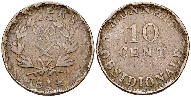 Anvers, AE 10 Centimes 1814 

Belgique, Siège d' Anvers. AE 10 Centimes 1814 (...