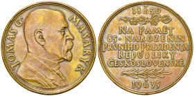 Czechoslovakia AE Medal 1935, Masaryk 

Czechoslovakia. AE Medal 1935 (50 mm, 44.87 g), 85th Birthday of President of the Republic of Czechoslovakia...
