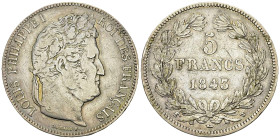 Louis Philippe I, AR 5 Francs 1843 W, Lille 

France. Louis Philippe I. AR 5 Francs 1843 W (24.79 g), Lille.
Gad. 678.

TB.