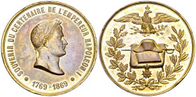 France, Médaille en bronze doré 1869 

France, second Empire. Médaille en bronze doré 1869 (50 mm, 48.69 g), Souvenir du centenaire de l'Empereur Na...