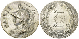 France/Tunisie, AR Médaille 1908 

France/Tunisie. AR Médaille 1908 (41 mm, 34.15 g), Tunis, A.B. Schreier S. Par Bertrand. Poinçon ARGENT.

TTB....