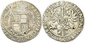 Emden AR 28 Stuber o. J. (1624-37) 

Emden. AR 28 Stuber (39 mm, 19.68 g) o. J. (1624-37).
Dav. 507.

Druckstelle. Sehr schön.