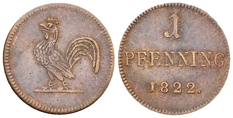 Frankfurt, CU 1 Pfenning 1822, sog. Judenpfennig 

Deutschland, Frankfurt. CU ...