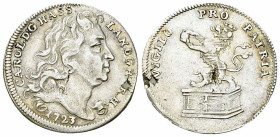 Hessen-Cassel, AR 1/8 Taler 1723 

Deutschland. Hessen-Cassel. Karl (1670-1730). AR 1/8 Taler 1723 (22 mm, 2.62 g).
KM 388.

Schrötlingsfehler. S...