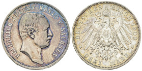 Sachsen, AR 3 Mark 1909 E 

Deutschland, Sachsen. AR 3 Mark 1909 E (16.68 g).
 AKS 185.

Schöne Patina. Vorzüglich.