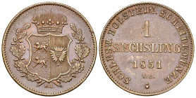 Schleswig-Holstein, CU Sechsling 1851 

Deutschland, Schleswig-Holstein. CU Sechsling 1851 (10.04 g).
 AKS 13.

Fast unzirkuliert.