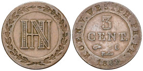 Hieronymus Napoleon, CU 3 Centimes 1809 

Westphalen, Königreich. Hieronymus Napoleon (1807-1813). CU 3 Centimes 1809 C (25 mm, 4.27 g), Cassel.
AK...