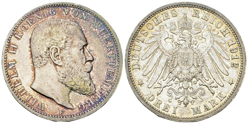 Württemberg, AR 3 Mark 1912 F 

Deutschland. Württemberg. Wilhelm II. AR 3 Mar...