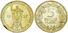 Weimarer Republik, AR 5 Reichsmark 1925 A, Rheinlande 

Deutschland, Weimarer Republik. AR 5 Reichsmark 1925 A (24.97 g), Rheinlande.
AKS 60.

Sc...