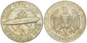 Weimarer Republik, AR 5 Reichsmark 1930 J, Zeppelin 

Deutschland, Weimarer Republik. AR 5 Reichsmark 1930 J (24.86 g). Zeppelin.
AKS 66.

Vorzüg...