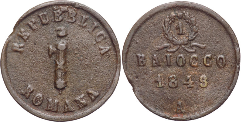 Seconda Repubblica Romana (1848-1849) - Ancona - Baiocco 1849 - Ae - gr. 11,17 -...