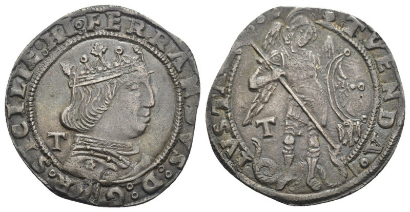 L'Aquila - Ferdinando I d'Aragona (1458 - 1494) - 1 Coronato - Rara - Ag - Gr. 3...