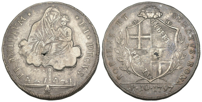 Bologna - Governo popolare - Scudo 1797 -Ag - gr 28,8; mm 39,9 - screpolatura al...