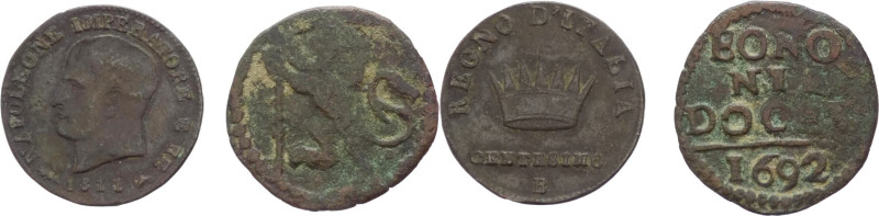 Bologna - lotto di 2 monete così composto: bolognino 1692 e centesimo di Napoleo...