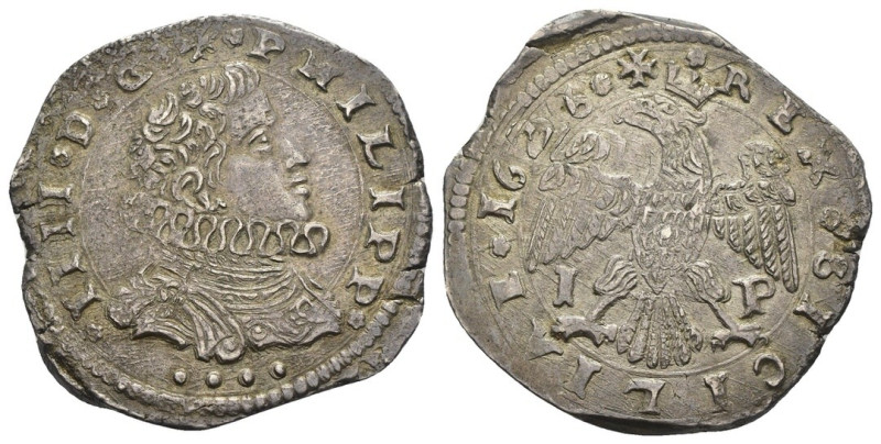 Messina - Regno di Sicilia - Filippo IV (1621 - 1665) - 4 Tarì 1626- Ag - Gr. 10...