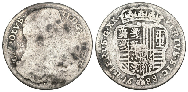 Regno di Napoli, Carlo II (1674-1700) - Tarì 1688 - Ag - Gr. 4,36 - MIR# 299

...