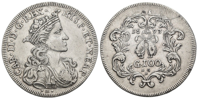 Napoli - Carlo II (1665 - 1700) - 1 Ducato da 100 Grana 1693 - Ag - Gr. 21,80 - ...