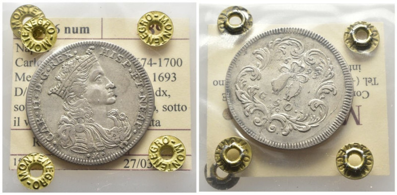 Napoli - Carlo II Re di Spagna (1674-1700) - Mezzo Ducato da 50 Grani 1693 - RAR...