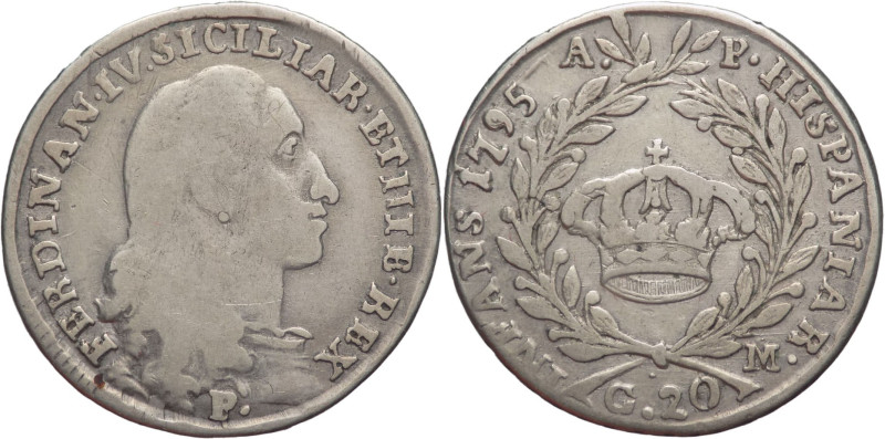 Napoli - 20 grana 1795 - Ferdinando IV Borbone (1759 - 1816) - Ag. - Gig. 102
...