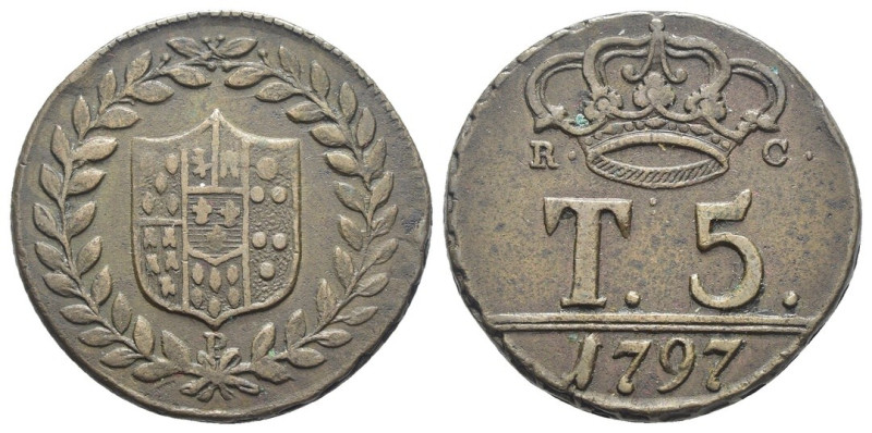 Napoli - Regno di Napoli, Ferdinando IV (1759 - 1816) - 5 Tornesi 1797 - I° tipo...