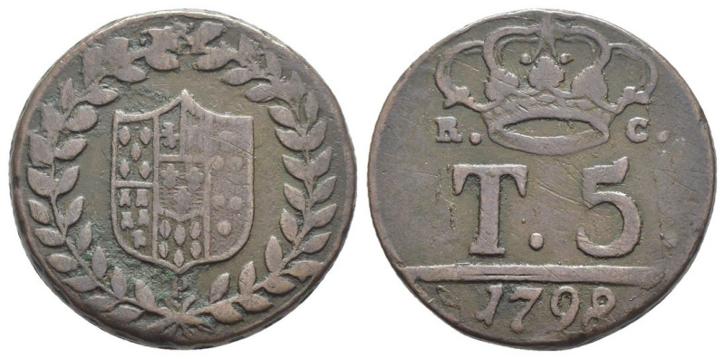 Napoli - Regno di Napoli - Ferdinando IV (1759 - 1816) - 5 Tornesi 1798, I° tipo...