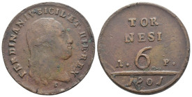 Napoli - Regno di Napoli - Ferdinando IV (1759 - 1816) - 6 Tornesi 1801 - NC - Cu - Gr. 19,70 - Gig# 119

mBB

SPEDIZIONE SOLO IN ITALIA - SHIPPIN...