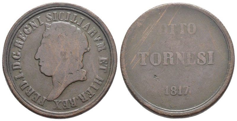 Napoli - Ferdinando I (1816 - 1825) - 8 Tornesi 1817, I° tipo - NC - Cu - Gig# 1...