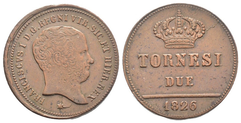 Napoli - Francesco I (1825 - 1830) - 2 Tornesi 1826 - Rara - Cu - Gig# 18

BB...