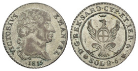 Vittorio Emanule I (1802-1821) - 2,6 soldi 1815 - R2 (MOLTO RARA) - Mi - gr. 2,83 - MIR 1023b

SPEDIZIONE SOLO IN ITALIA - SHIPPING ONLY IN ITALY