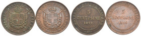 Vittorio Emanuele II, Re Eletto (1859-1861) - Lotto di 2 monete da 5 Centesimi 1859 I° tipo - Zecca: Birmingham - Cu - Gig# 17

SPEDIZIONE SOLO IN I...