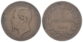 Vittorio Emanuele II (1861-1878) 5 Centesimi 1861, Zecca di Bologna - RR MOLTO RARA - Gig.101 - Cu

MB+

SPEDIZIONE SOLO IN ITALIA - SHIPPING ONLY...