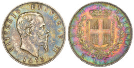 Vittorio Emanuele II (1861-1878) - 5 Lire 1875 II° tipo - Zecca: Roma - NC - Ag 900 - Gig# 50 - bellissima patina iridescente al /R 

BB

SPEDIZIO...