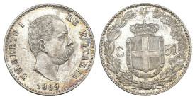 Umberto I (1878-1900) - 50 centesimi 1889 - RARA - Ag - Gig. 42 - Patina

qSPL

SPEDIZIONE SOLO IN ITALIA - SHIPPING ONLY IN ITALY