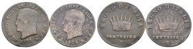 Napoleone I, Re d'Italia (1805-1814) - Lotto di 2 monete da: 1 centesimo 1808 Venezia RARA; 1 centesimo 1809 Bologna - Cu

SPEDIZIONE SOLO IN ITALIA...