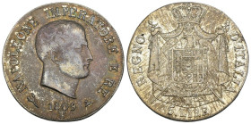 Bologna - Napoleone I Imperatore (1804-1814) - 5 lire 1809, primo tipo. - Ag; gr 24,96; mm 36,5 - Chim. 1197 - Rara. - SPL, campi a specchio e belliss...