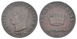 Napoleone I, Re d'Italia (1805 - 1814) - 1 Centesimo 1811, I° tipo - Zecca: Milano - NC - Cu 950 - Gig# 228a

BB

SPEDIZIONE SOLO IN ITALIA - SHIP...